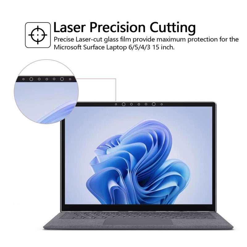 Megoo Screen Protector for Microsoft Surface Laptop 6/5/4/3 (15 inch), Tempered Glass/Anti Shatter/Anti scratch/Smudge Resistant/HD Clear, Support Surface Pen - Image 2